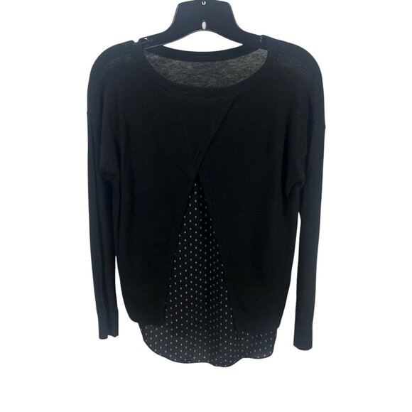 Ann Taylor Loft Black Sweater Top Polka Dot Underlay Petite XSP Whimsygoth - Picture 1 of 9